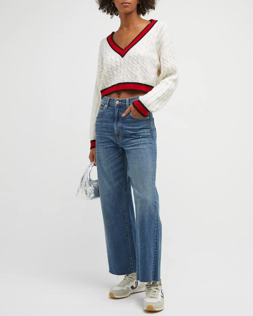 商品Alice + Olivia|Ayden Cropped V-Neck Cable-Knit Sweater,价格¥2163,第3张图片详细描述