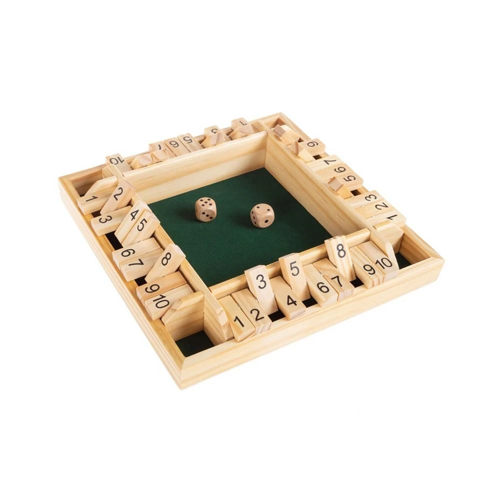 商品Trademark Global|Hey Play Shut The Box Game - Classic 10 Number Wooden Set With Dice Included-Old Fashioned, 4 Player Thinking Strategy Game For Adults And Children,价格¥256,第1张图片