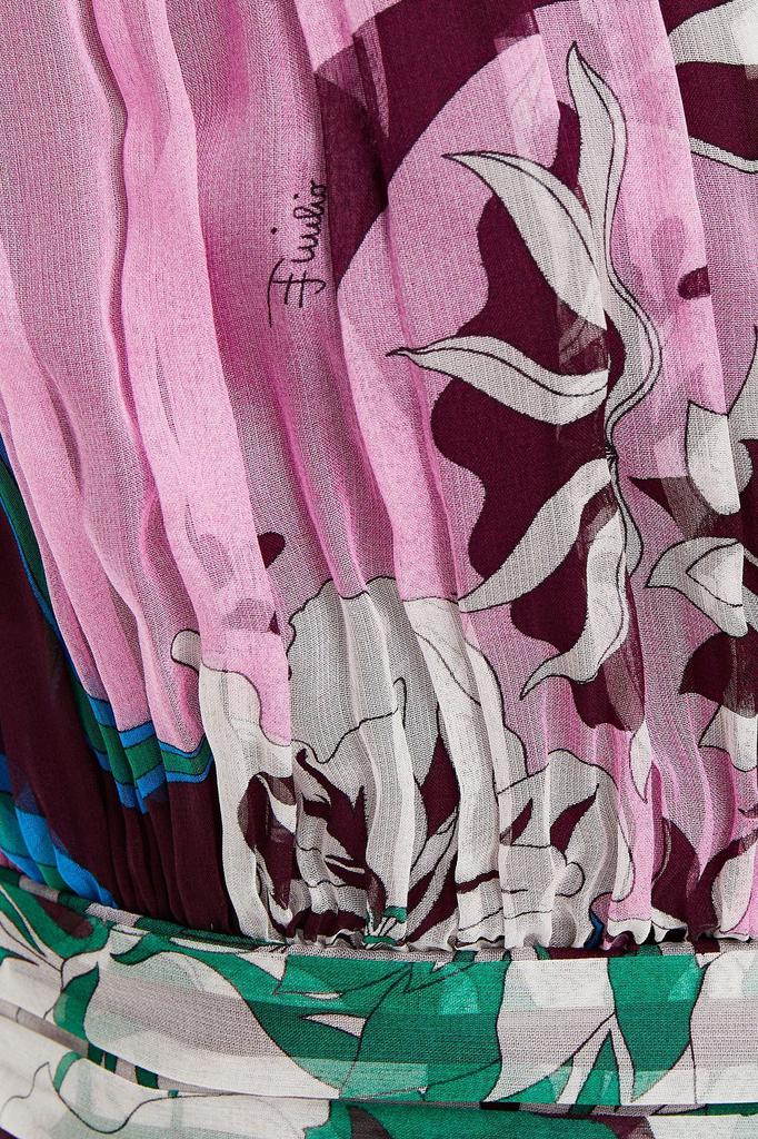 Pleated printed silk-blend georgette top商品第4张图片规格展示