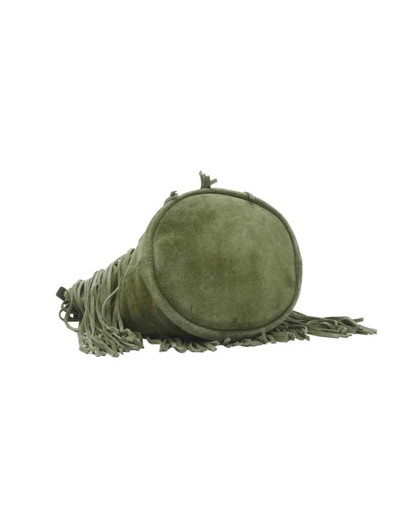 CELINE Hedi Slimane khaki green suede fringe medium bucket bag 商品