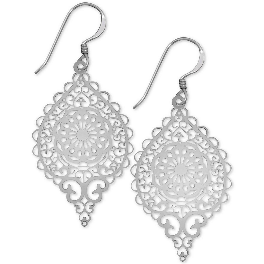 Filigree Drop Silver Plate or Gold Plate Earrings商品第1张图片规格展示