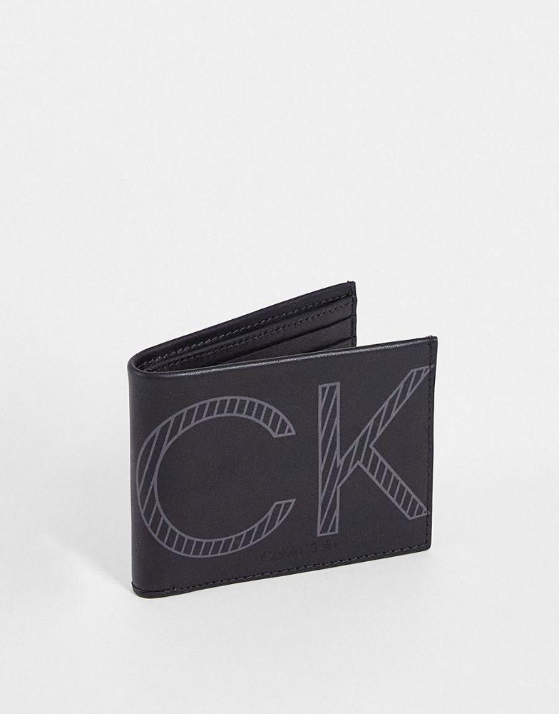 商品Calvin Klein|Calvin Klein large icon logo wallet in black,价格¥443,第1张图片