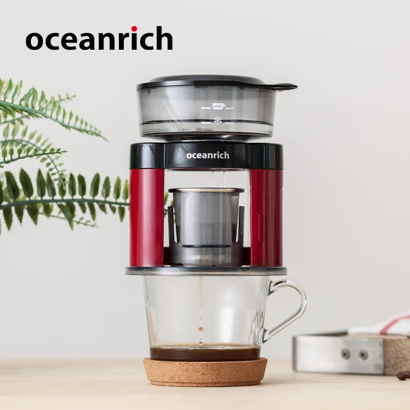 商品oceanrich|【国内直发】oceanrich/欧新力奇二合一自动旋转咖啡机S3滴漏便携式手冲挂耳杯 红色,价格¥729,第1张图片详细描述