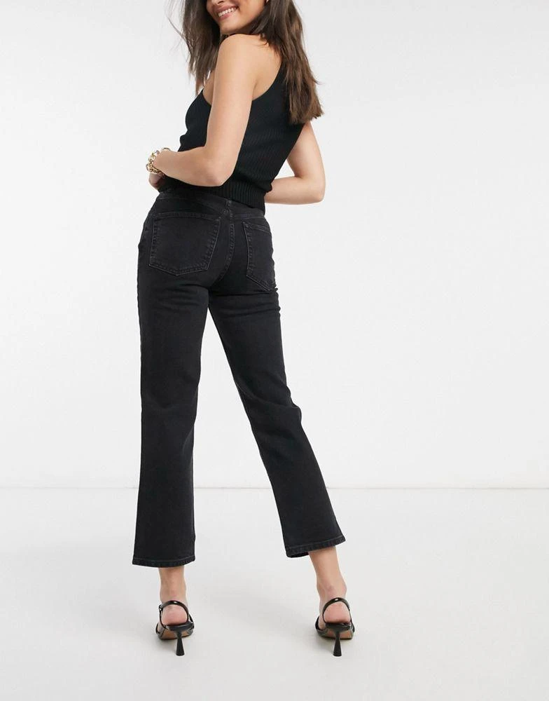商品ASOS|ASOS DESIGN high rise stretch 'slim' straight leg jeans in washed black,价格¥106,第2张图片详细描述