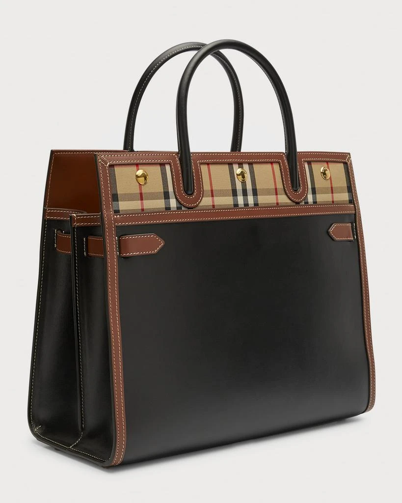 Title Large Double-Handle Smooth Leather Pocket Tote Bag 商品