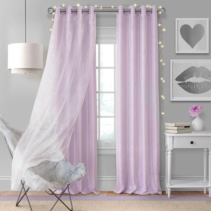 商品Elrene Home Fashions|Aurora Kids Room Darkening Layered Sheer Curtain Panel, 52" x 84",价格¥323,第1张图片详细描述