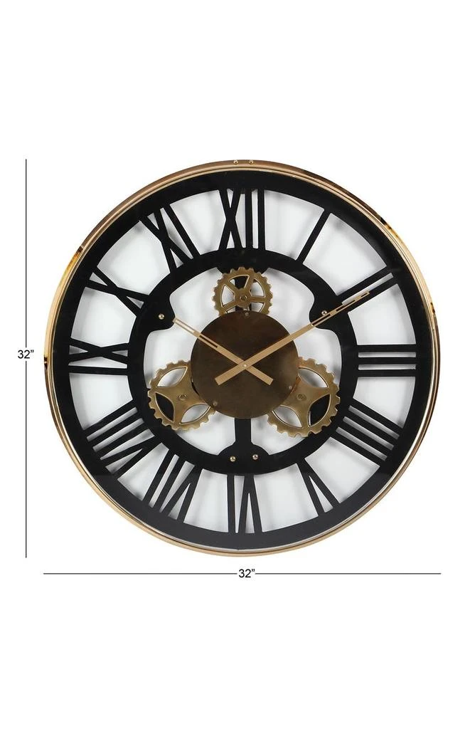 商品WILLOW ROW|Black Stainless Steel Gear Wall Clock,价格¥1665,第2张图片详细描述