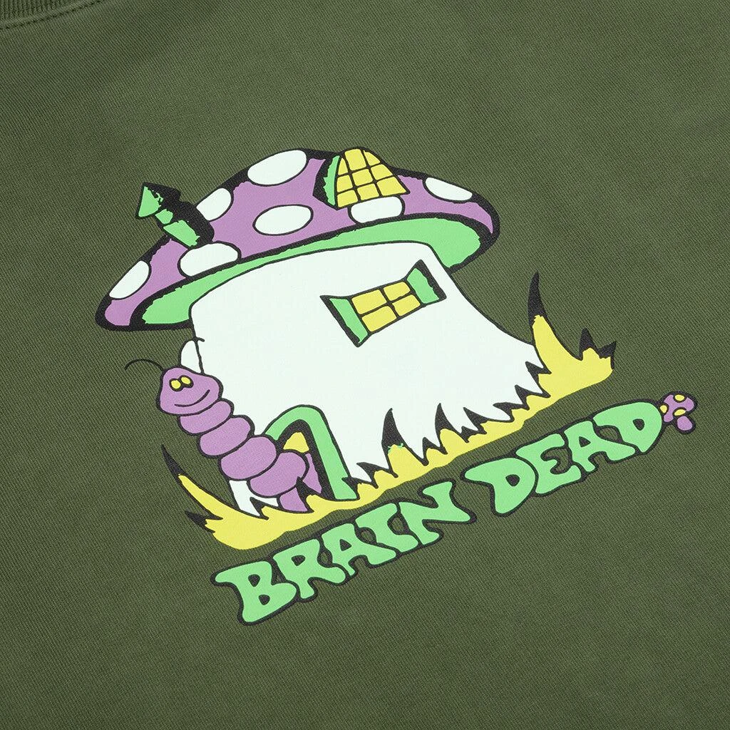 商品Brain Dead|Brain Dead Mushroom House Crewneck - Olive,价格¥456,第3张图片详细描述