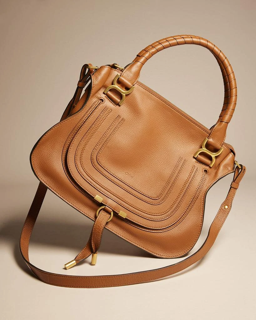 商品Chloé|Marcie Medium Double Carry Satchel Bag in Grained Leather,价格¥21588,第2张图片详细描述