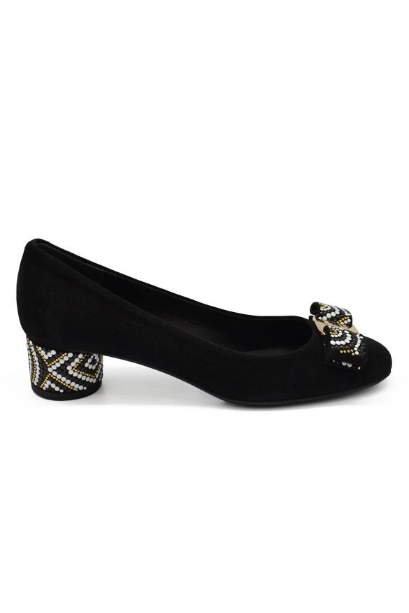 Luxury Shoes For Women   Salvatore Ferragamo Pumps In Black Suede商品第1张图片规格展示