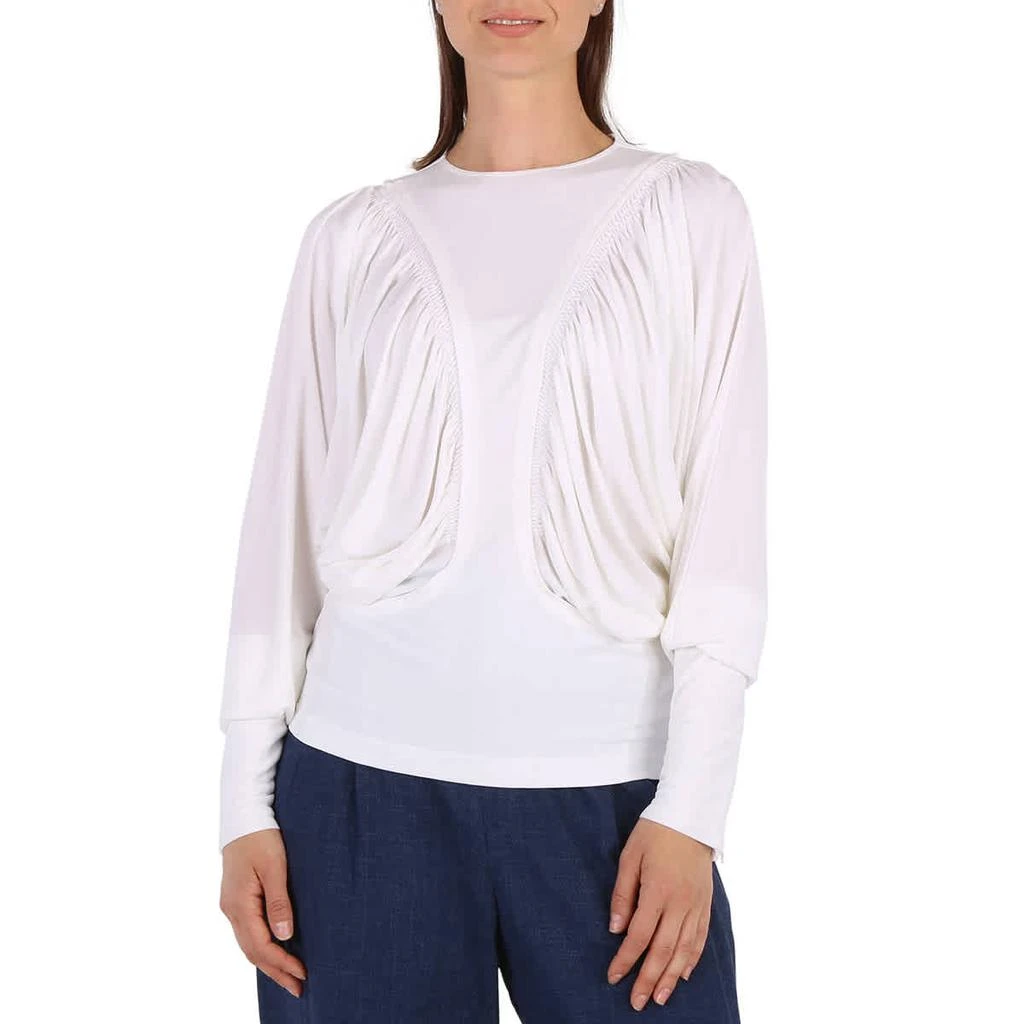 商品Burberry|White Long-sleeved Panel Jersey Oversized Top,价格¥2106,第1张图片