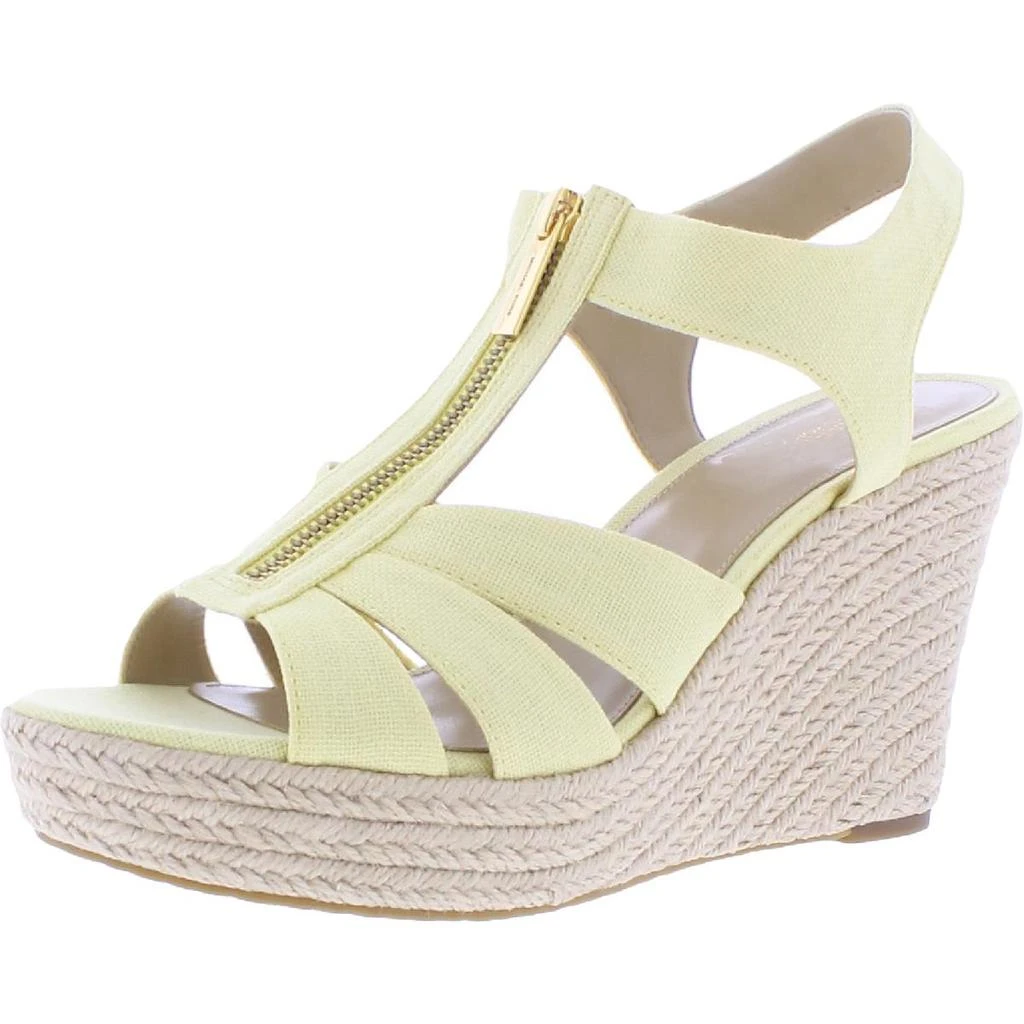 商品Michael Kors|MICHAEL Michael Kors Womens BHFO Canvas Textile Ankle Wedge Sandals,价格¥130,第1张图片