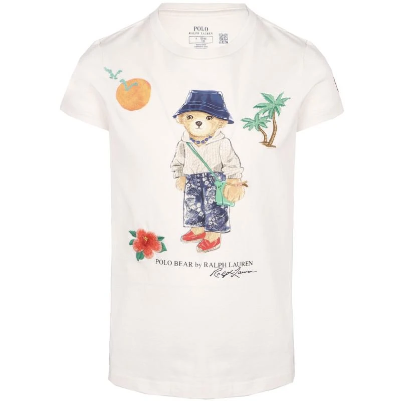 商品Ralph Lauren|Polo bear cotton jersey white t shirt with embroidered detailing,价格¥578,第1张图片