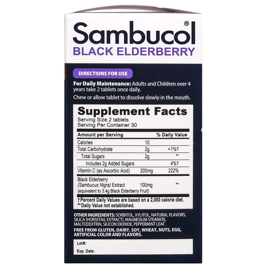 商品Sambucol|Black Elderberry Chewable Tablets,价格¥185,第4张图片详细描述