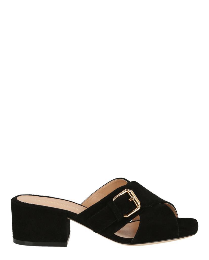 商品Sergio Rossi|Suede Buckle Heel Sandals,价格¥1131-¥1203,第1张图片