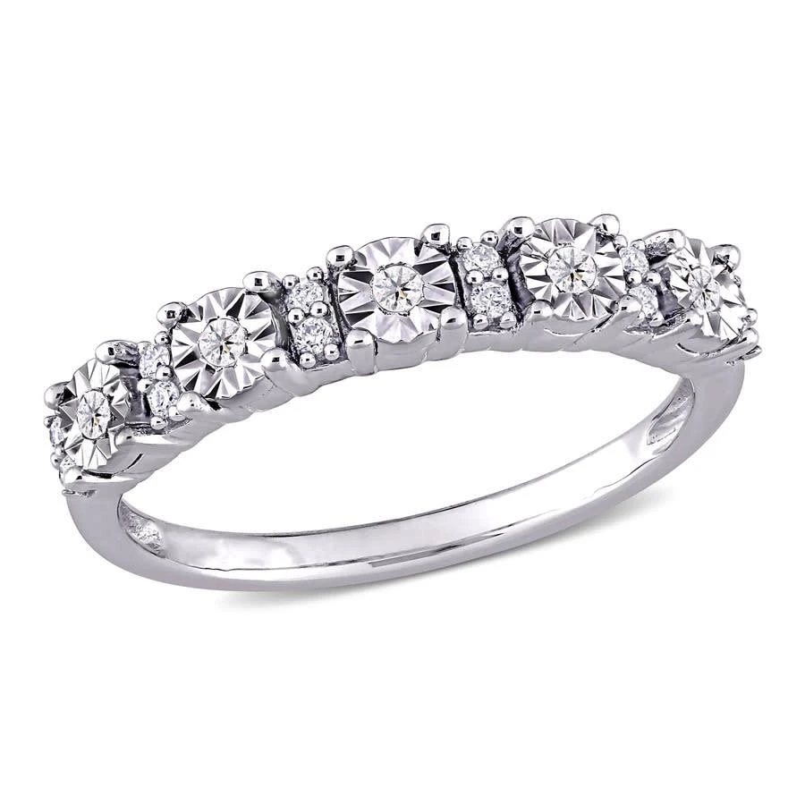 商品Amour|10k White Gold 1/10 CT TDW Diamond Eternity Ring,价格¥2444,第1张图片
