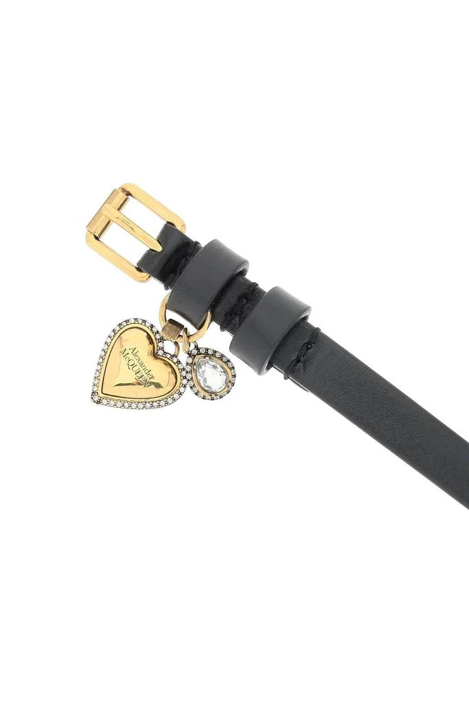 商品Alexander McQueen|LEATHER BRACELET WITH HEART CHARM,价格¥1710,第3张图片详细描述