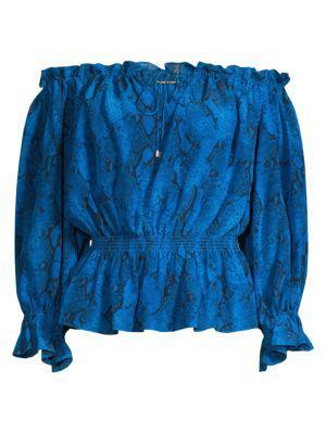 商品Tahari|Silk Off-The-Shoulder Blouse,价格¥948,第7张图片详细描述