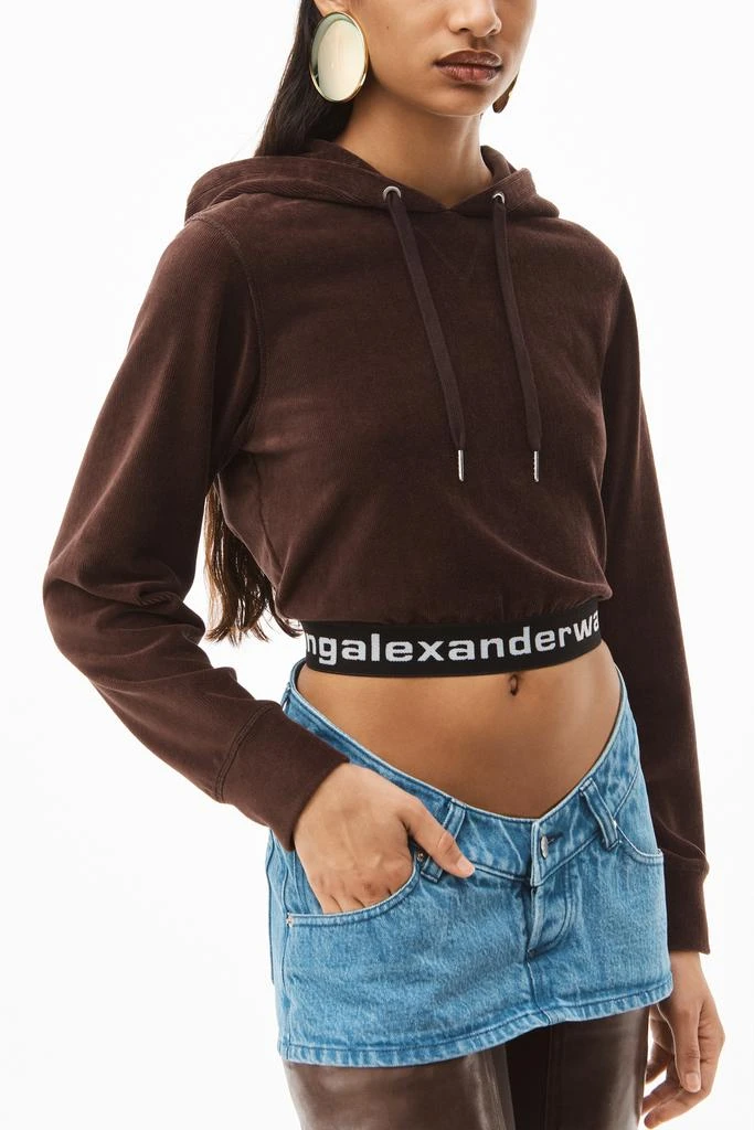 商品Alexander Wang|LOGO CROPPED HOODIE IN STRETCH CORDUROY,价格¥1005,第4张图片详细描述