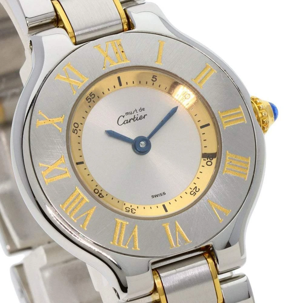 商品[二手商品] Cartier|Cartier Silver Gold Plated Stainless Steel Must 21 W10073R6 Women's Wristwatch 28 mm,价格¥11333,第5张图片详细描述