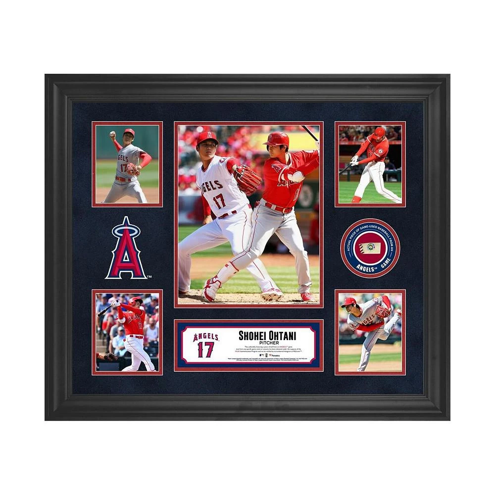 商品Fanatics Authentic|Shohei Ohtani Los Angeles Angels Framed 5-Photo Collage with a Piece of Game-Used Baseball,价格¥972,第1张图片