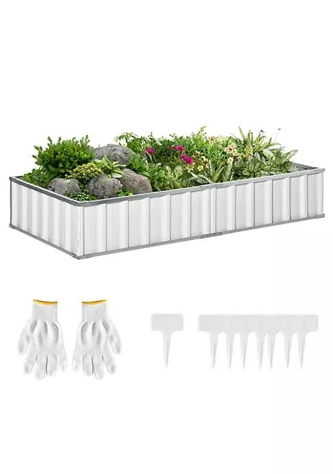 商品belk|69 X 36 Metal Raised Garden Bed Diy Large Steel Planter Box No Bottom W  A Pairs Of Glove For Backyard Patio To Grow Vegetables Herbs And Flowers White,价格¥775,第1张图片