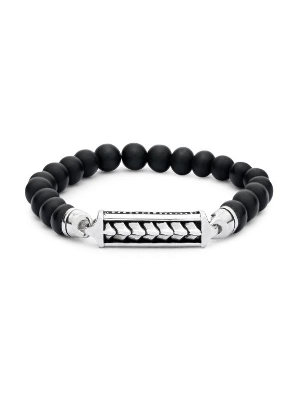 商品Eli Pebble|Sterling Silver Bar & Matte Onyx Stretch Bracelet,价格¥1418,第1张图片