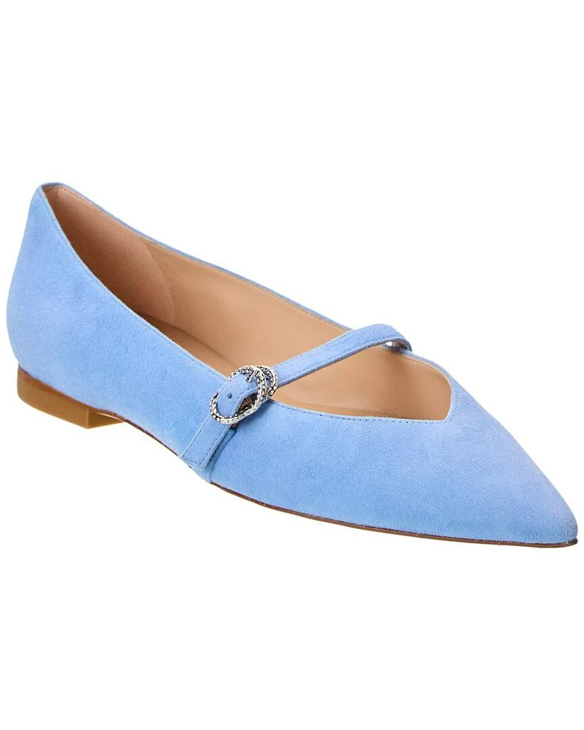 商品Stuart Weitzman|Crystal Buckle Suede Flat,价格¥747,第1张图片