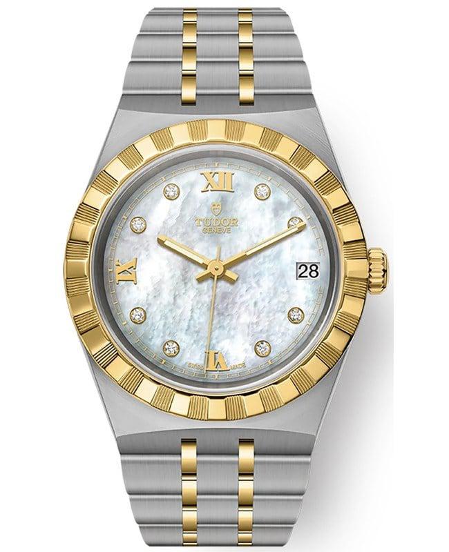 Tudor Royal Mother of Pearl Diamond Dial Stainless Steel and Yellow Gold Unisex Watch M28403-0007商品第1张图片规格展示