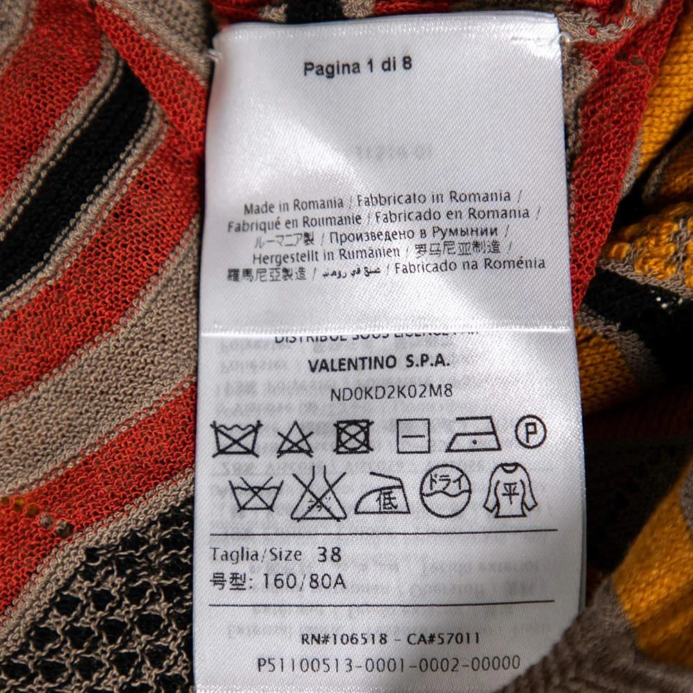 M Missoni Multicolor Wave Perforated Pattern Knit Ruffle Detailed Midi Dress S 商品