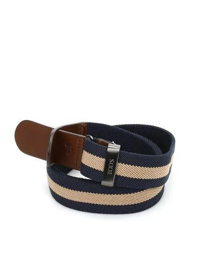 商品Tod's|Tod's Logo Embossed Striped Belt,价格¥2103,第1张图片