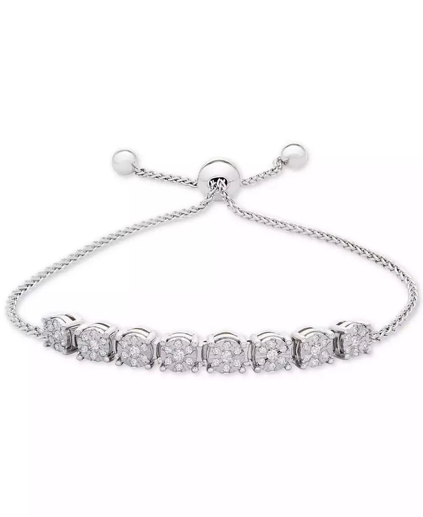 商品Macy's|Diamond Cluster Bolo Bracelet (1/5 ct. t.w.) in Sterling Silver,价格¥613,第1张图片