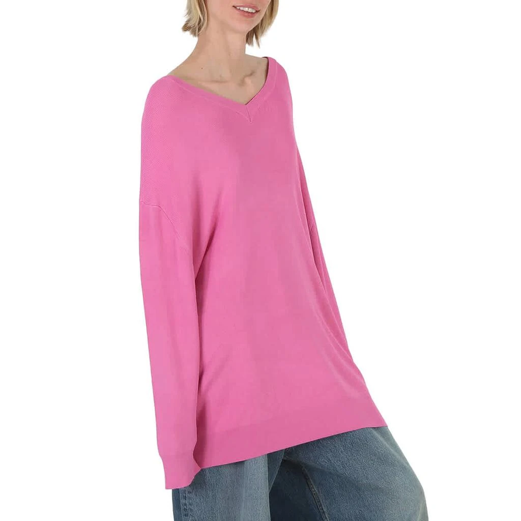 商品Balenciaga|Ladies Pink Oversized V-Neck Knit Sweater,价格¥3708,第1张图片