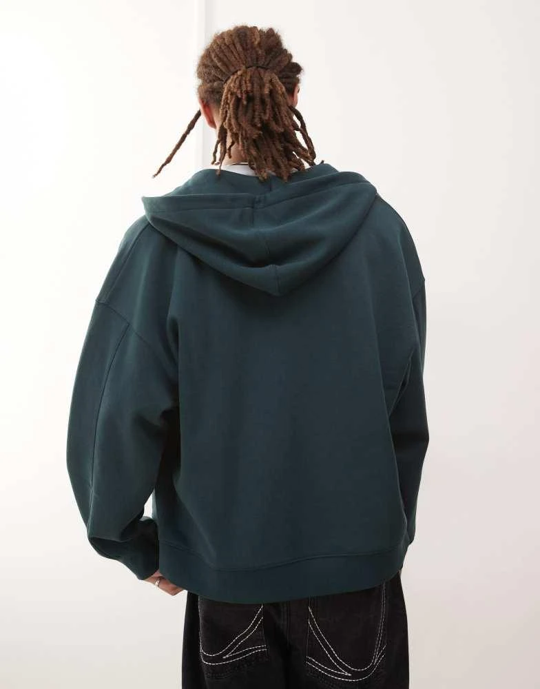 商品COLLUSION|COLLUSION Boxy zip through hoodie in dark green,价格¥258,第3张图片详细描述