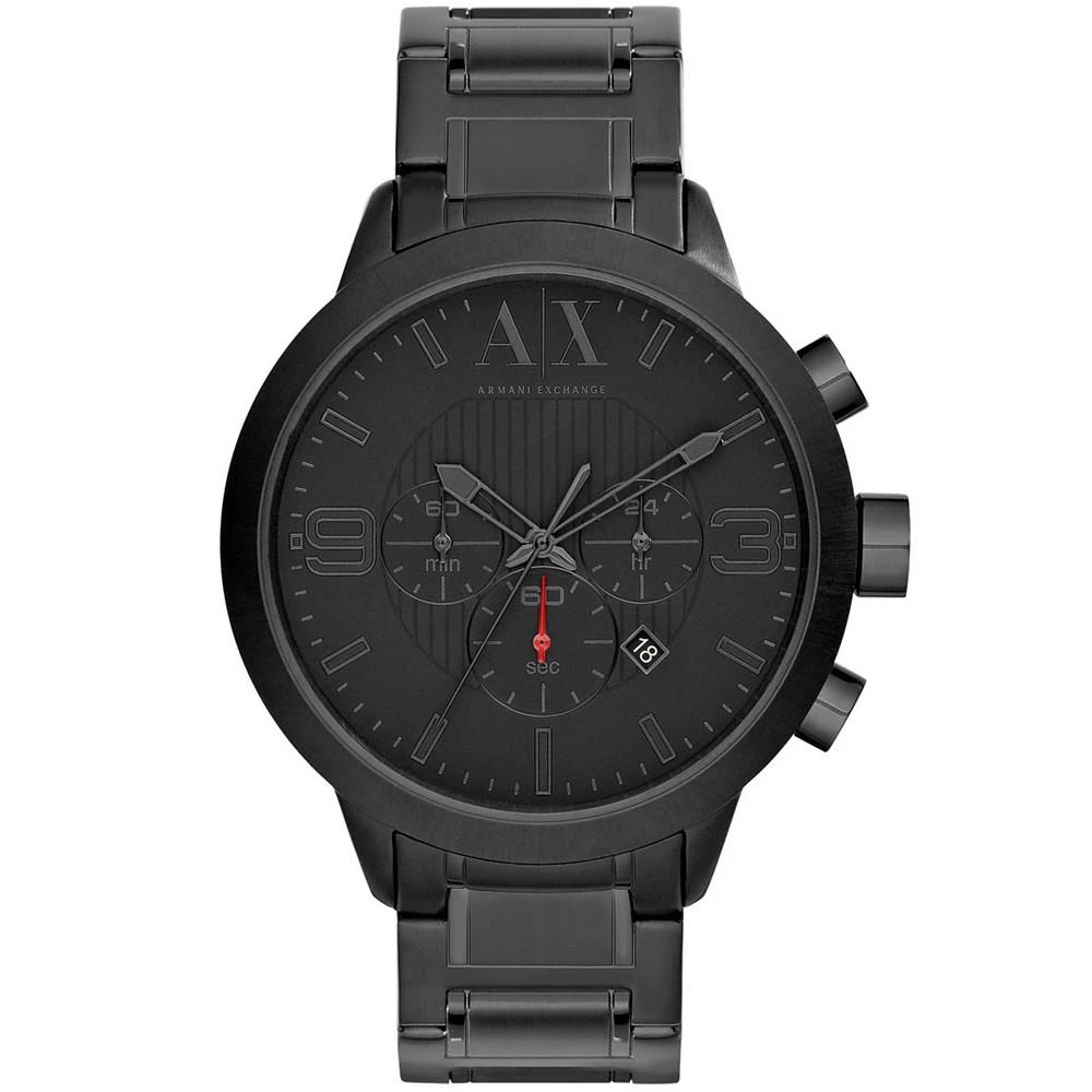 商品Armani Exchange|Men's Chronograph Black Stainless Steel Bracelet Watch 49mm,价格¥1808,第1张图片
