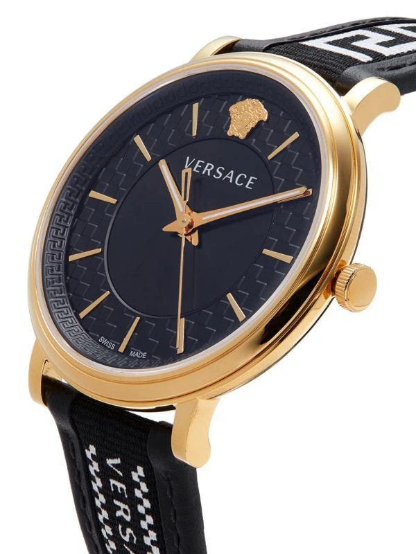 商品Versace|42MM Stainless Steel & Leather Watch,价格¥3380,第3张图片详细描述