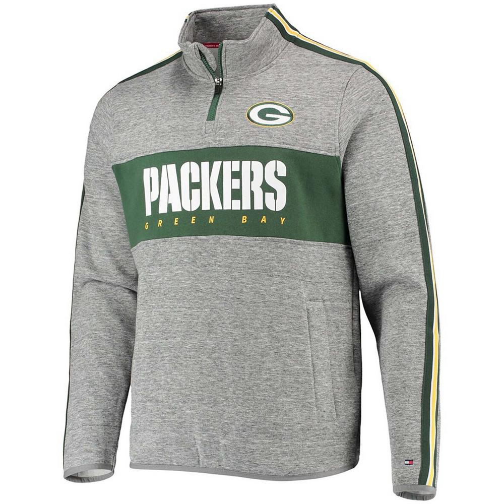 Men's Heather Gray Green Bay Packers Mario Quarter-Zip Jacket商品第3张图片规格展示