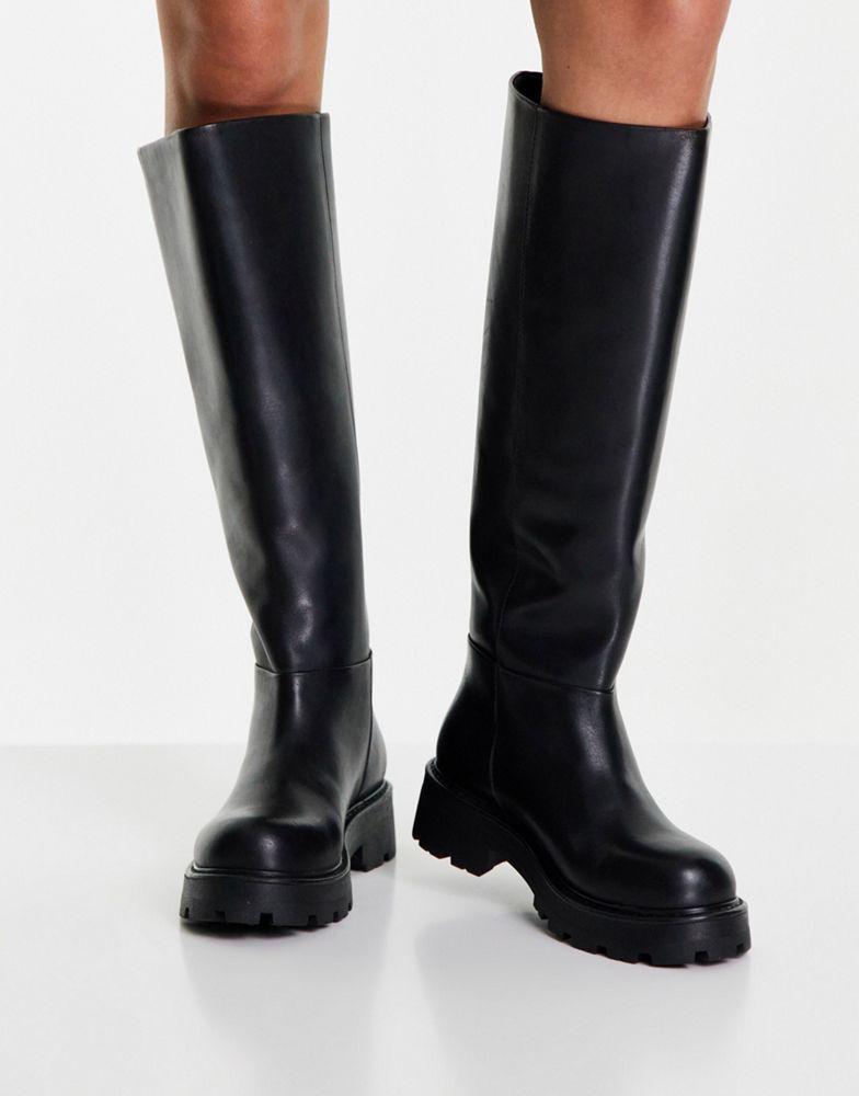 Vagabond Cosmo 2.0 knee high leather boots in black商品第1张图片规格展示