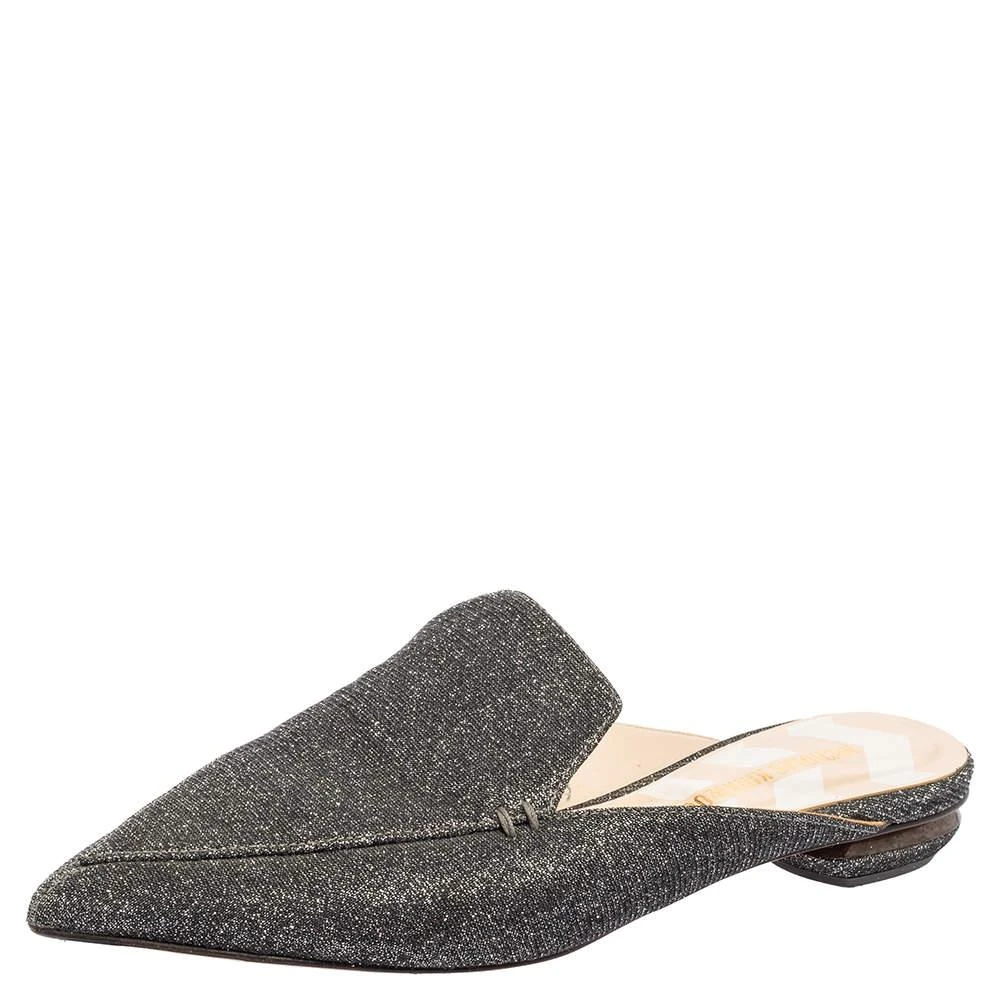 商品[二手商品] Nicholas Kirkwood|Nicholas Kirkwood Grey Glitter Fabric Beya Flat Pointed-Toe Mules Size 37,价格¥1055,第1张图片