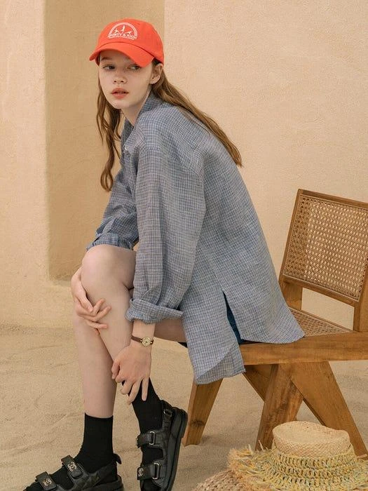 商品VANONE|A3415 Daddy Look Linen Shirt (Blue),价格¥960,第2张图片详细描述