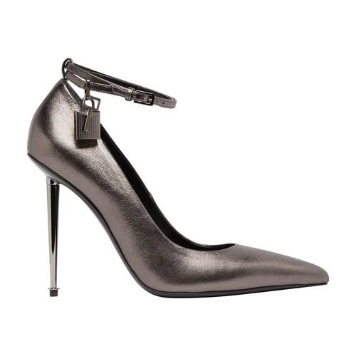 商品Tom Ford|【特惠8.7折】包邮包税【预售7天发货】 TOM FORD 女士 高跟鞋 Padlock 金丝高跟鞋  W2271-LSP014R1G005 TFDC6493SIL,价格¥8901,第1张图片