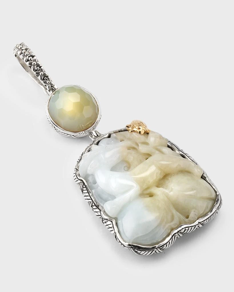 商品Stephen Dweck|Vintage Hand Carved Jade Faceted Moonstone and Chalcedony Pendant,价格¥13008,第2张图片详细描述