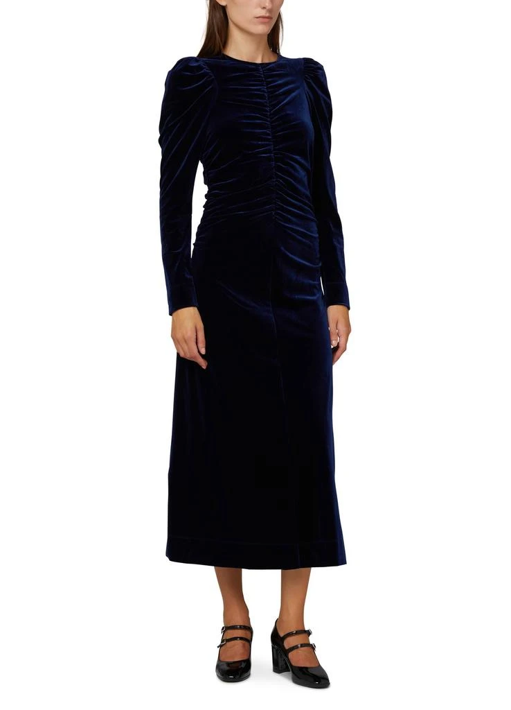 商品Ganni|天鹅绒平纹缩褶长款连衣裙,价格¥1104,第2张图片详细描述
