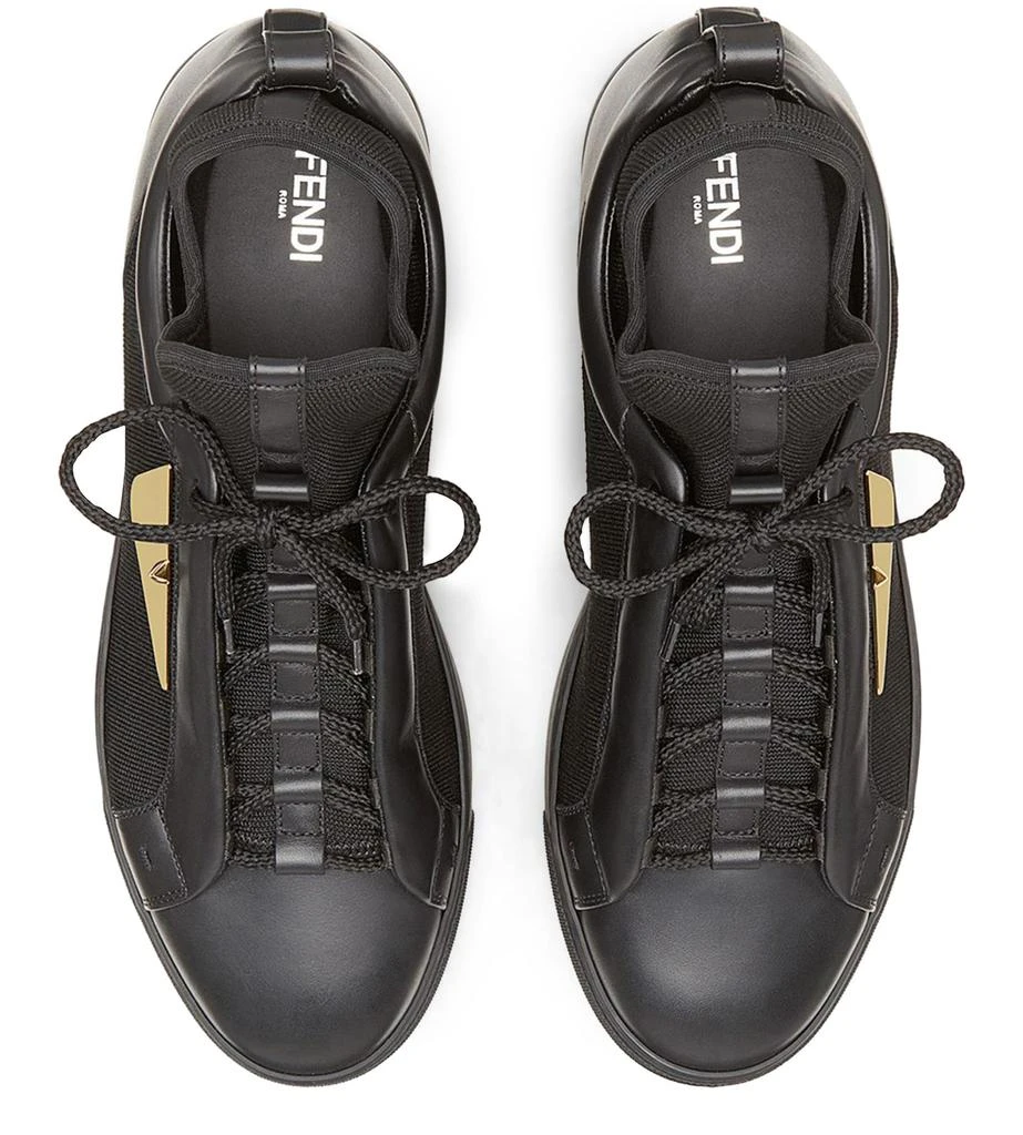 商品Fendi|Black leather and tech fabric high-tops,价格¥6832,第4张图片详细描述