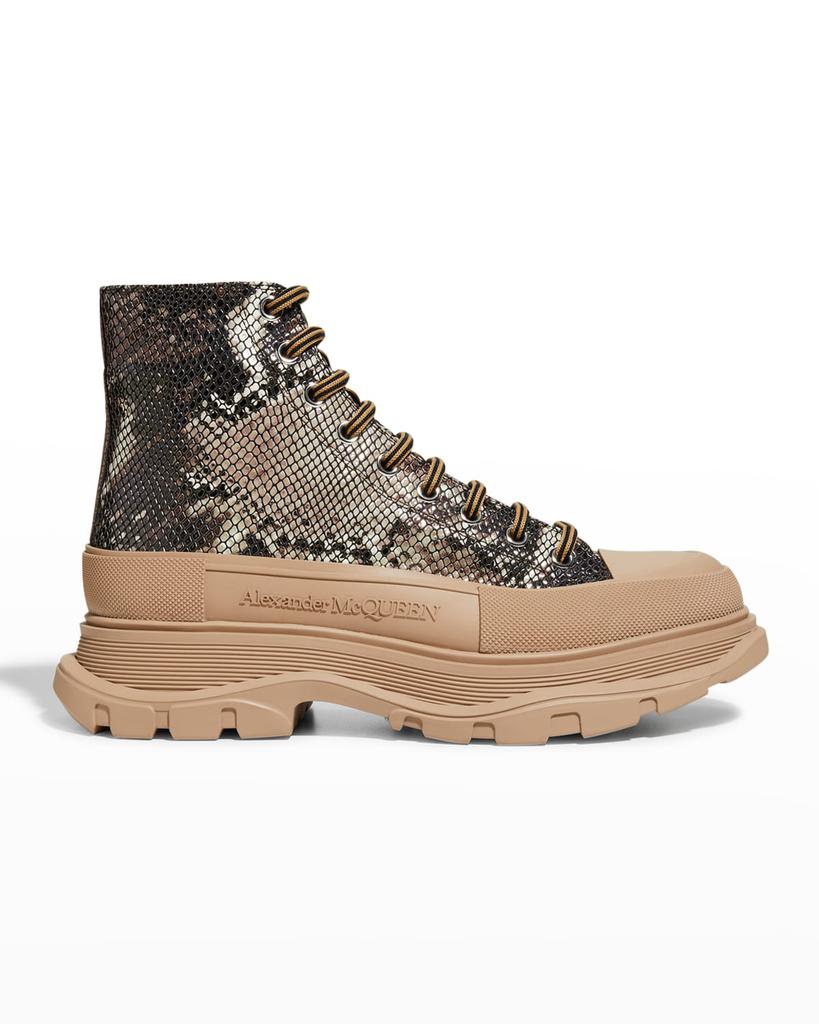 Men's Snake-Embossed Leather Tread Slick Boots商品第1张图片规格展示