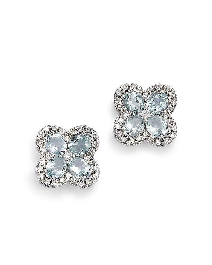 商品Bloomingdale's|Aquamarine & Diamond Clover Earrings in 14K White Gold,价格¥23445,第1张图片