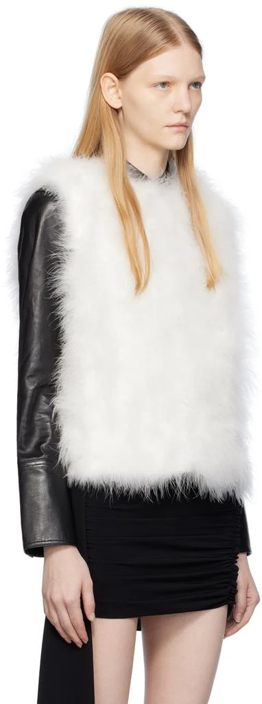 商品Yves Salomon|White Round Neck Feather Vest,价格¥2179,第2张图片详细描述