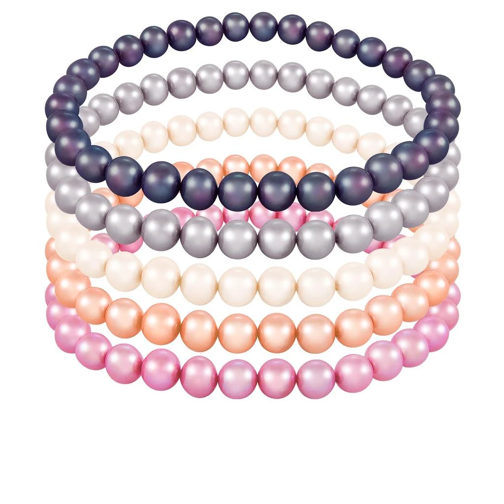 商品Splendid Pearls|Set Of 5 Elastic Freshwater Pearl 6-7mm Bracelets,价格¥153,第1张图片