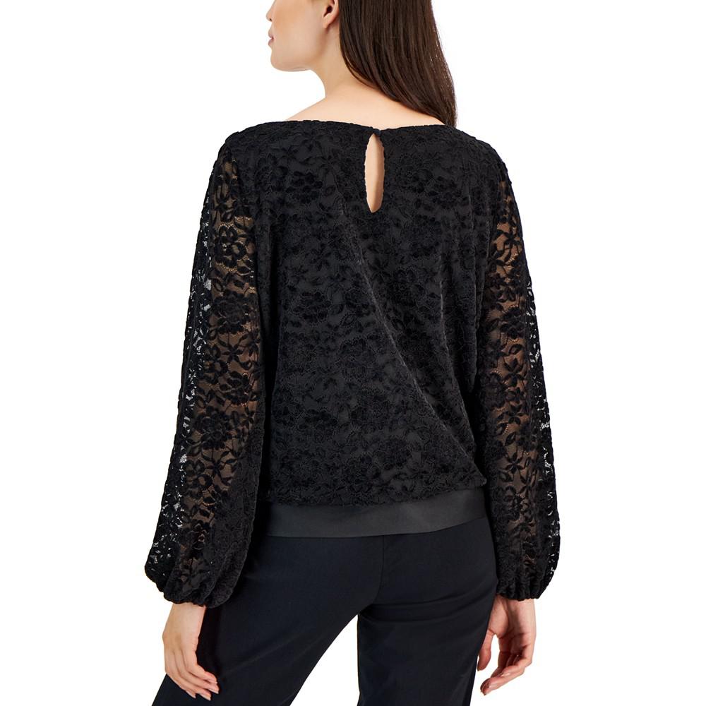 Women's Chenille Long-Sleeve Lace Blouse商品第2张图片规格展示