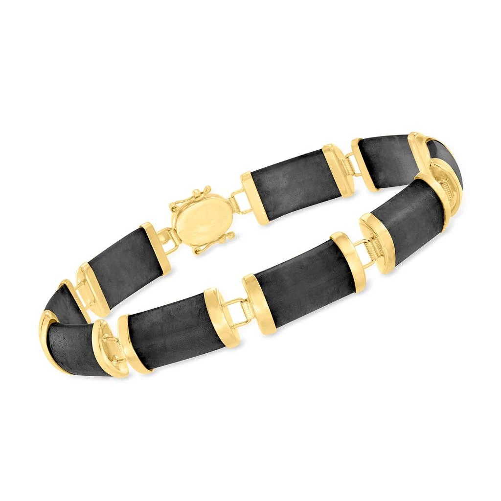 商品Ross-Simons|Black Jade "Good Fortune" Bracelet in 14kt Yellow Gold,价格¥4732,第3张图片详细描述